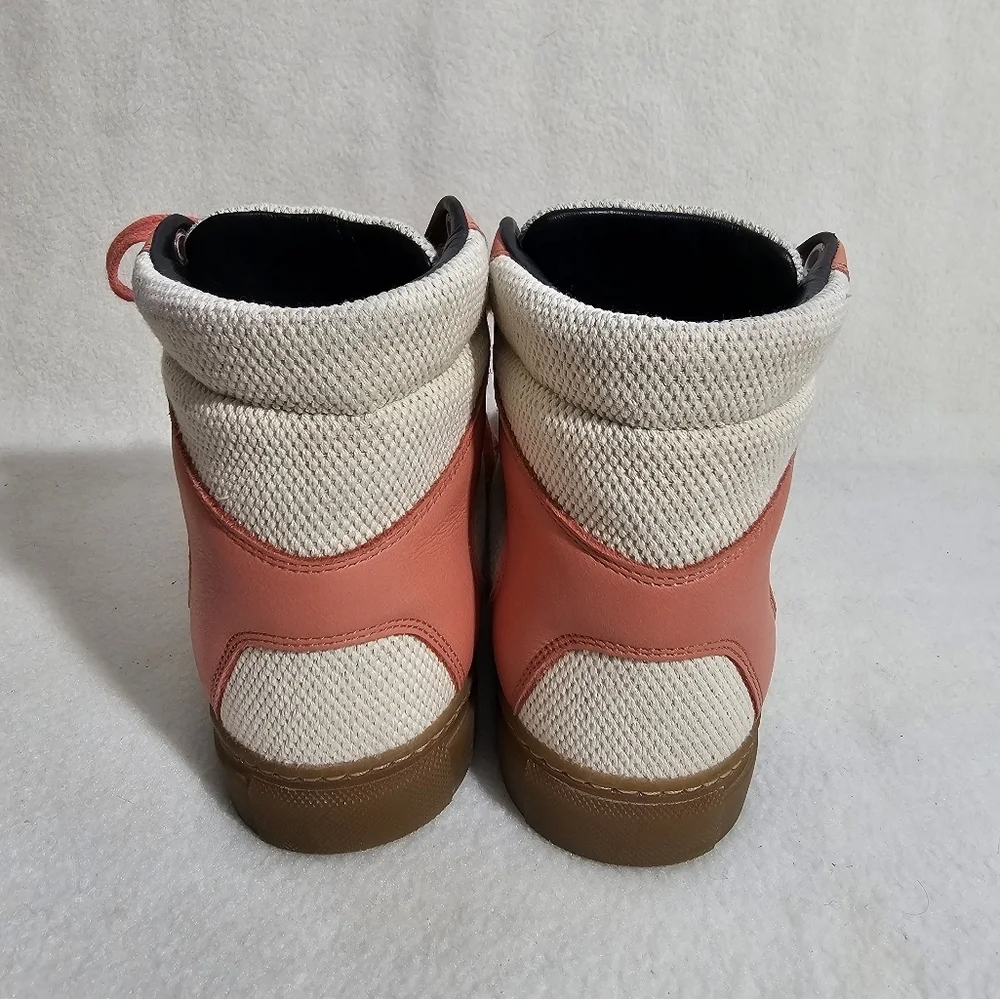 Balenciaga Tess Rose Blush Leather High Top Sneakers